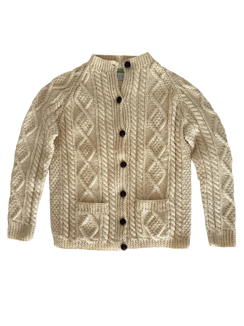 Kennedy of Ardara Irish Hand Knit Wool Cable Cardigan Sweater Small